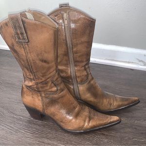 Steven By Steve Madden Women Pointed Toe Western Boots Brown Size 6.5  side zip